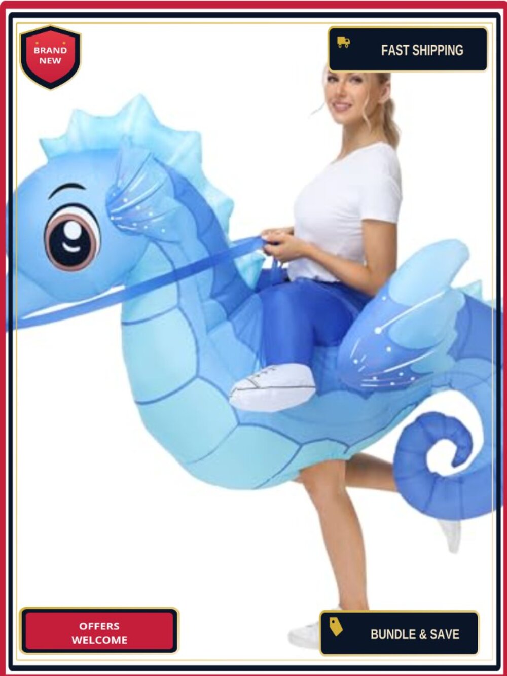 Inflatable Seahorse Costume Adult Halloween Blow Up Funny Sea Animal